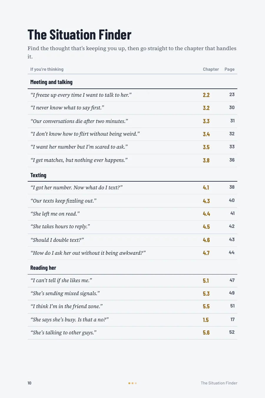 Page 10 of What She Won’t Tell You: The Situation Finder